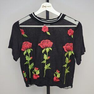 Luxe Sheer Front Roses  Tee